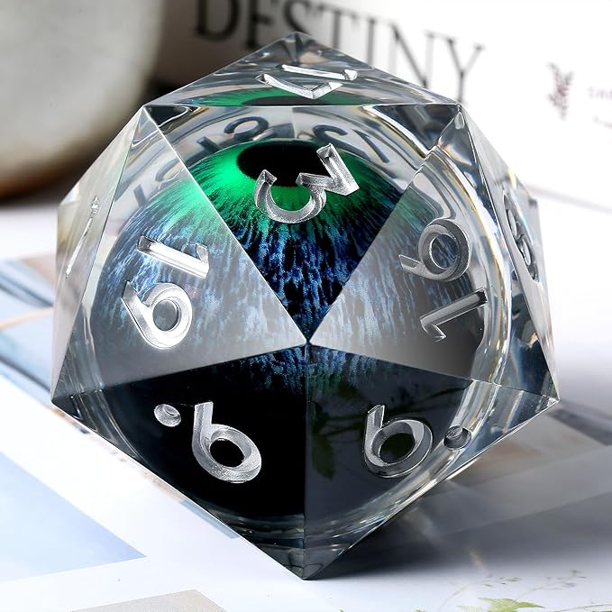 55mm LED Eye D20 Dice,DNDND 20 Sided Resin Dice with Gift Velvet Pouch for Dungeons and Dragons and Table Game(Eye)