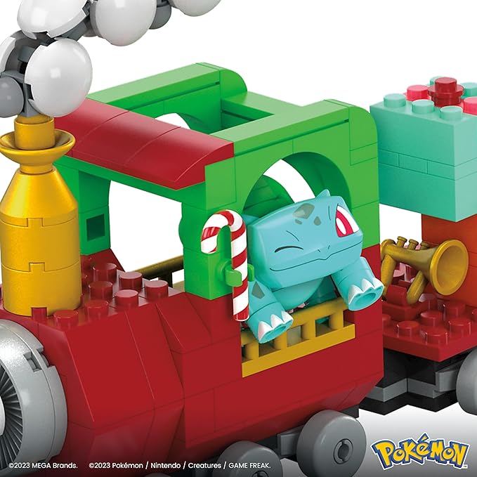 MEGA Pokemon Action Figure Building Toys, Holiday Train with 373 Pieces, 4 Poseable Characters, Toy Idea for Kids