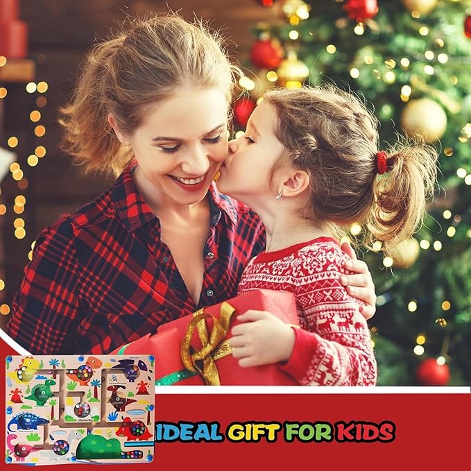 Magnetic Color and Number Maze, Montessori Toys for 3+ Year Old, Wooden Puzzle Activity Board, Toddler Counting Maze Toys for Boys Girls Preschooler 3 4 5 Years Old Gift
