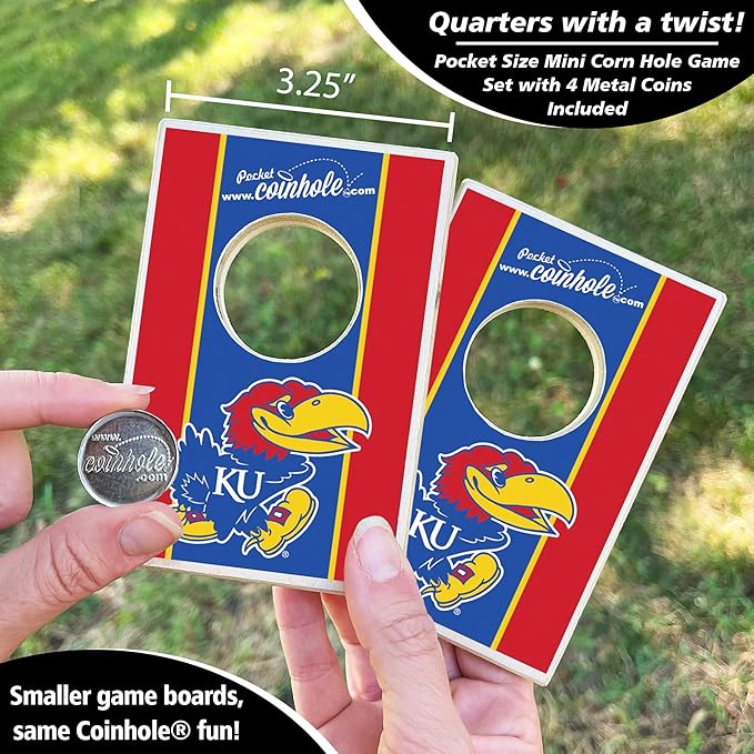 Tabletop Cornhole Game Set | Officially Licensed College Mini Football Cornhole Board Game | Includes Coins