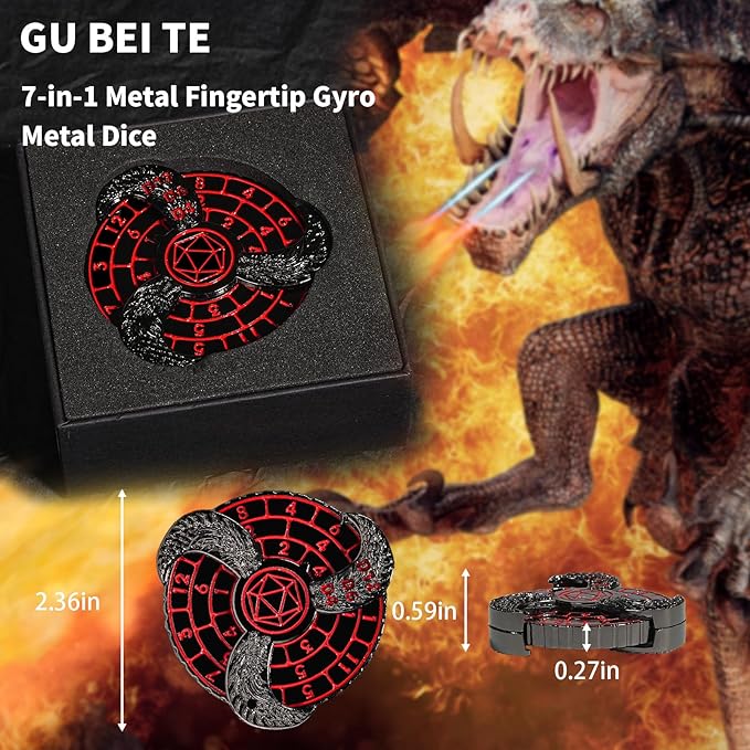 7-in-1 Fingertip Gyro Roulette DND Dice,Cool Spinning Games Fingertip Gyro, Metal Dice Set with Gift Box for Roleplaying Games Dungeons and Dragons RPG MTG Table Games