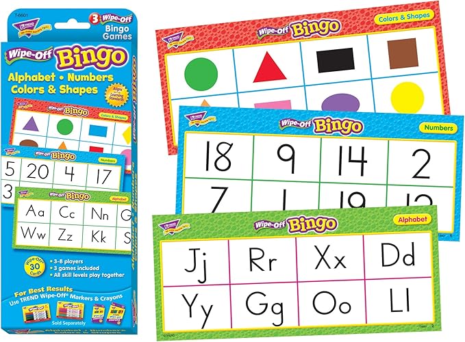 Alphabet, Numbers, Colors & Shapes Wipe-Off Bingo Game Enterprises, Inc.