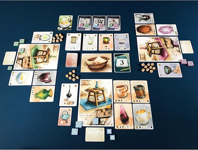 Pencil First Games: Sunrise at The Studio - Pottery Set Collection & Drafting Board Game, Cozy Small Box, Solo Mode, Ages 14+, 1-4 Players, 20 Min
