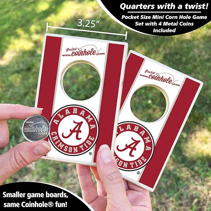 Tabletop Cornhole Game Set | Officially Licensed College Mini Football Cornhole Board Game | Includes Coins