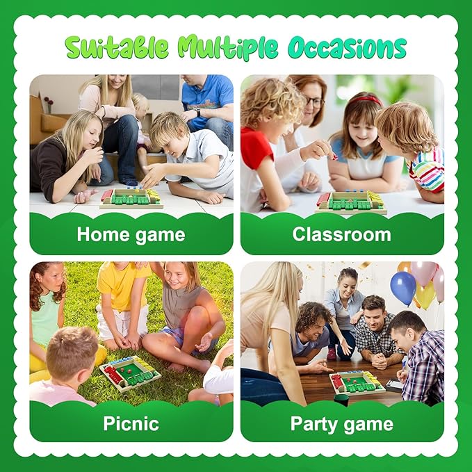 Shut The Box Game, Shut The Box Game Wooden, 2-4 Player Family Wooden Board Table Math Games for Adults and Kids, Board Games, Family Games, 8 Dices Classics Tabletop Games for Classroom, Home, Party