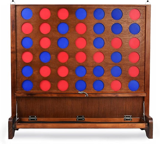 SPORT BEATS Giant Wooden 4 in a Row with Foldable Tray Connect Games Yard Giant Outdoor Beach Games - Two Ways to Play
