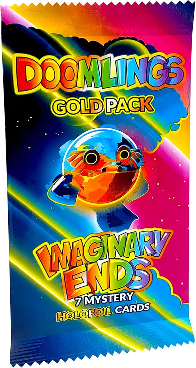 Doomlings Card Game: Imaginary Ends Expansion - Collectible Mystery Holofoils Gold Pack (7 New Holofoils) | 2-6 Players, Ages 7+ (Pack of 1)