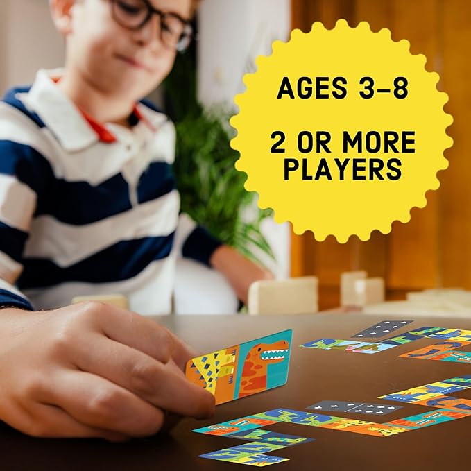 Mudpuppy Dinosaur Dominoes Giant Domino Set for Kids, Matching Game for Ages 3-8, 2+ Players Includes 28 Jumbo Double-Sided Dominoes