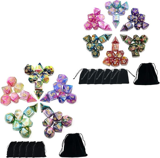 SmartDealsPro 77pcs Polyhedral Dice Sets with Pouches for DND RPG MTG Dungeon and Dragons Table Board Roll Playing Games D4 D8 D10 D12 D20