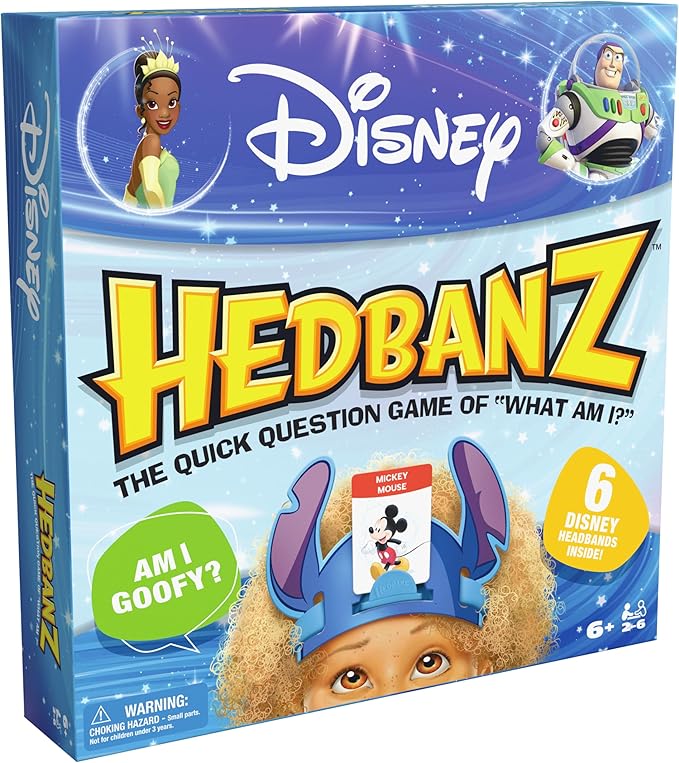 Spin Master Games, Disney Hedbanz, The Hilarious Meme Picture Guessing Game with Popular Disney Characters, 2-6 Players for Ages 6 & Up