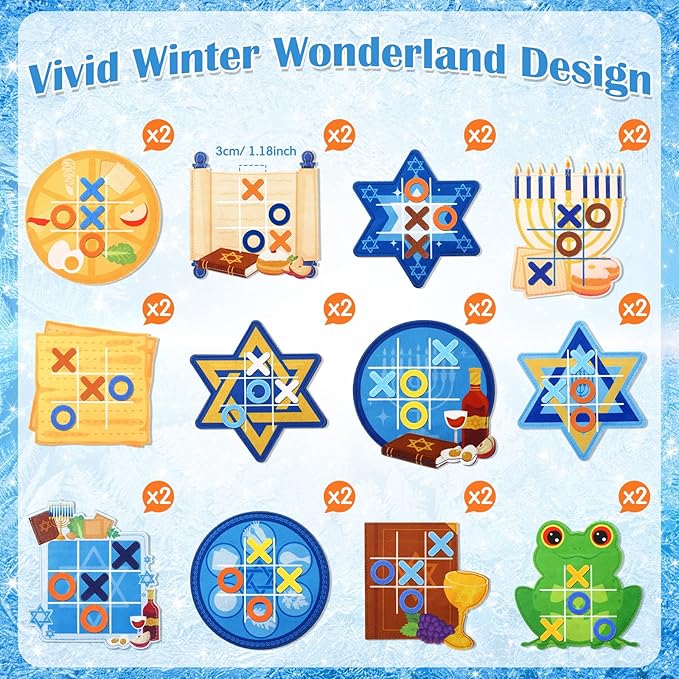 Capoda 24 Pack Passover Games Pesach Seder Tic Tac Toe Strategic Board Game Passover Desk Toys for Pesach Seder Jewish Festival Party Favors Birthday Gift