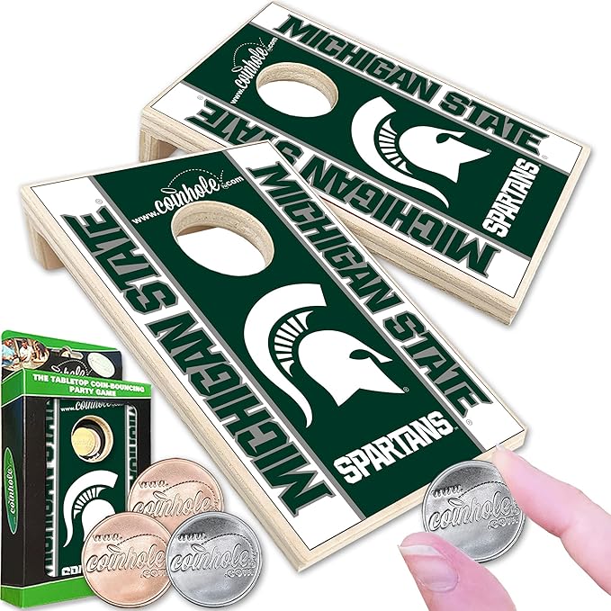 Tabletop Cornhole Game Set | Officially Licensed College Mini Football Cornhole Board Game | Includes Coins