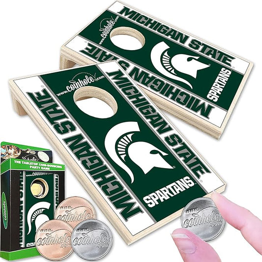 Tabletop Cornhole Game Set | Officially Licensed College Mini Football Cornhole Board Game | Includes Coins