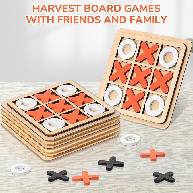 Libima 12 Pcs Wooden Tic Tac Toe Game Mini Family Board Games Classical Puzzle Game Xo Chess Tabletop Game Educational Gifts Strategy Board Game Toys