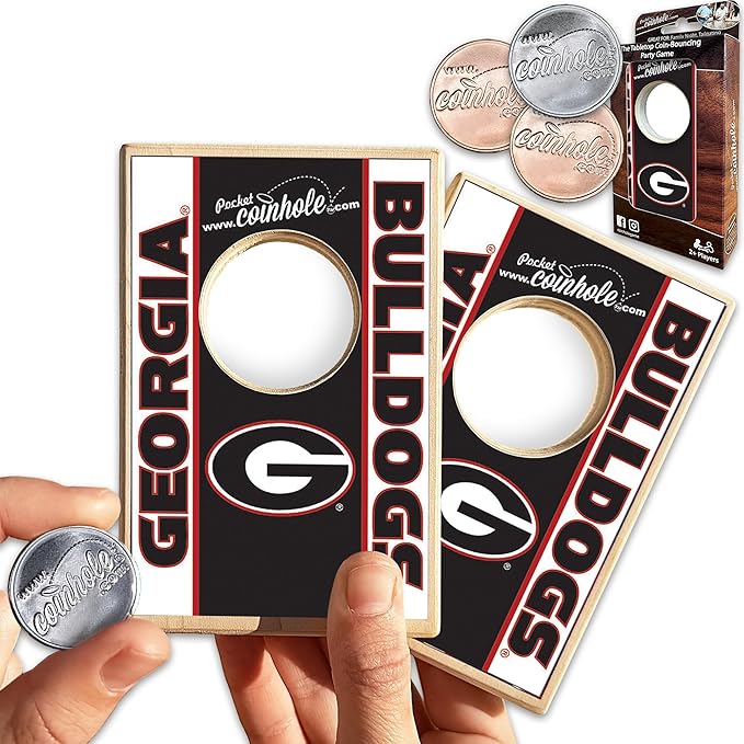 Tabletop Cornhole Game Set | Officially Licensed College Mini Football Cornhole Board Game | Includes Coins