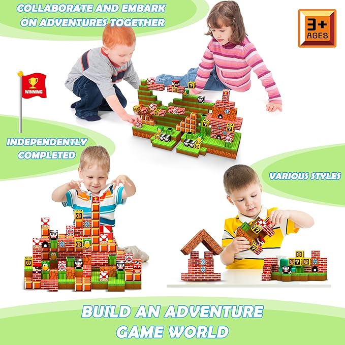 Magnetic Blocks, 110Pcs Build 3D Magnet Building Toys World with Magnet Tiles, STEM Kids Sensory Toy, Toy Magnetic Building Set Xmas Gift for Age 3 4 5 6-10 Year Old Boys Girls