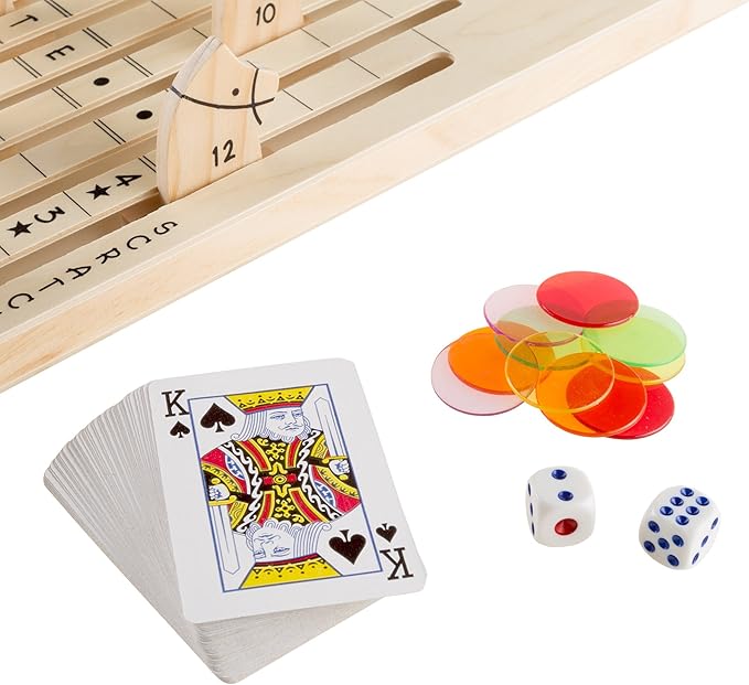 Hey! Play! Wooden Horse Race Game with Dice, Cards and Chips – Indoor and Outdoor Board Games for Adults, Kids, Boys and Girls Party Game (80-DDH)