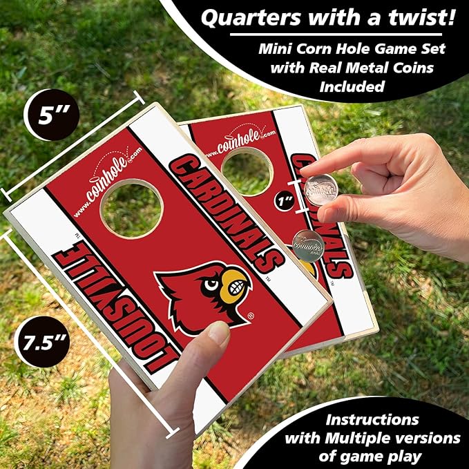 Tabletop Cornhole Game Set | Officially Licensed College Mini Football Cornhole Board Game | Includes Coins