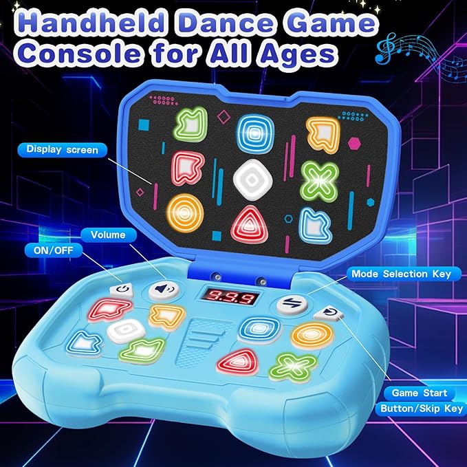 Handheld Dance Games for Kids - 4 Fun Brain & Memory & Reaction & Speed Training Pop Fidget Toys for Boys and Girls -Birthday Gifts for Age 6-12 Years Old Kids Teens Gift Ideas-W/Battery
