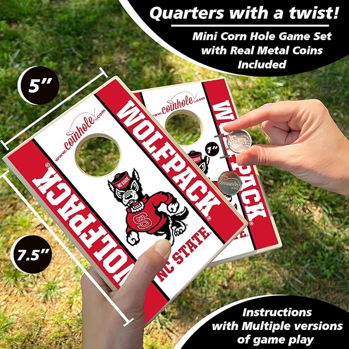 Tabletop Cornhole Game Set | Officially Licensed College Mini Football Cornhole Board Game | Includes Coins