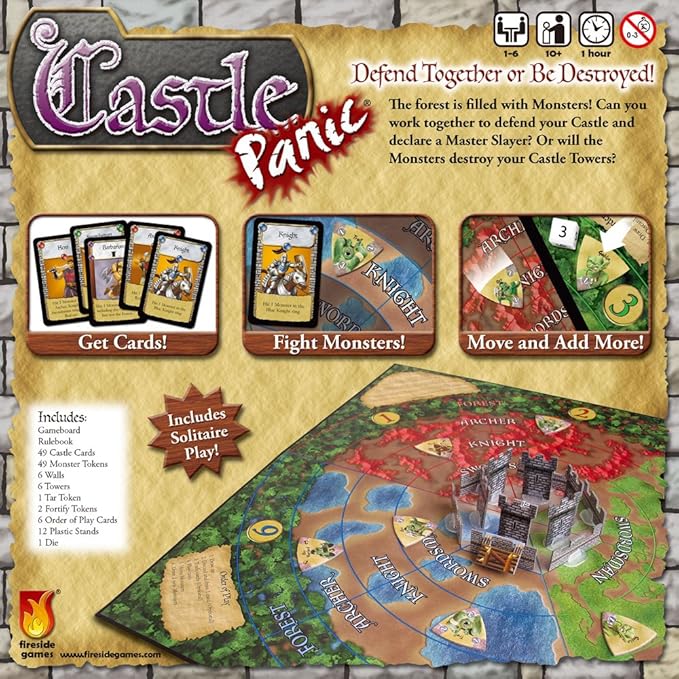 Castle Panic Cooperative Board Game – Defend Towers Against Goblins, Orcs, & Trolls for Game Night – 4 Game Modes – 1 to 6 Players – Strategy Board Games for Adults & Kids 8+ by Fireside Games
