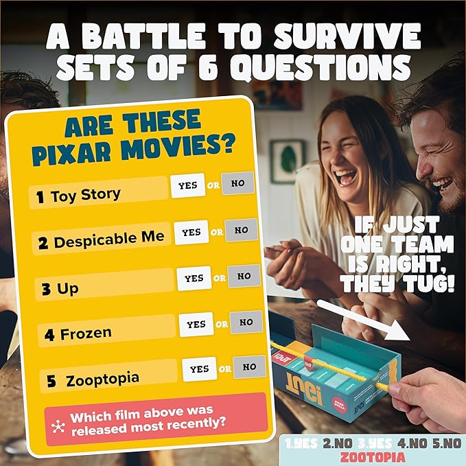 The Team Trivia Game with a Mini Tug of War in The Box | Perfect for 2-20 Players for Couples, Teens, Adults and Family Game Night | Ages 11+