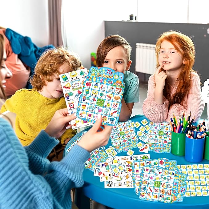 Back to School Bingo Games for Family Kids Party Games Gifts 24 Players School Bingo Cards Set First Day of Classroom Activities