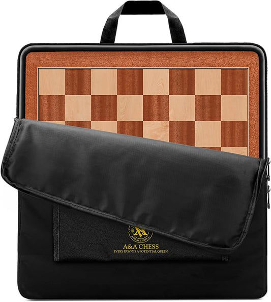 A&A 18.875" Professional Wooden Tournament Chess Board/Mahogany & Maple Inlaid / 2.0" Squares w/o Notation