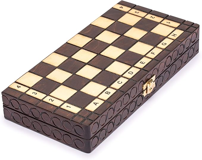 Husaria European International Chess Wooden Game Set, King's Classic - 11.3-Inch Small Size Chess Set with Folding Board and Felt Bottom Chessmen