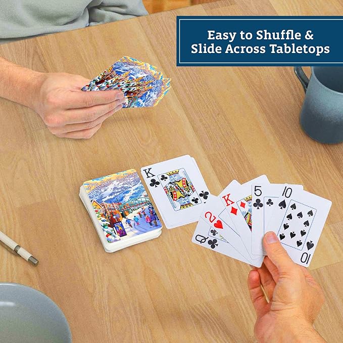 Boardwalk Puzzles Premium Featherlight Unique Playing Cards, Fun Themed Deck for Home and Travel | Park City Winter