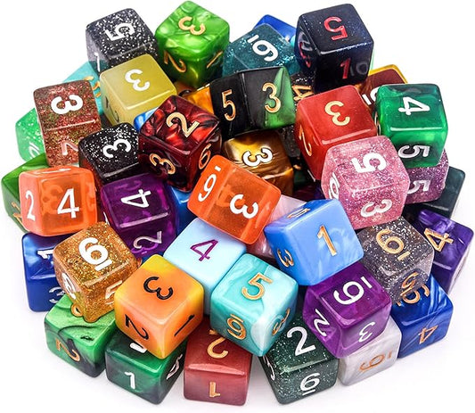 AUSTOR 70 Pieces 6 Sided Dice Mixed Color Polyhedral Dice Set 6 Sides Dices Assortment with a Black Velvet Storage Bag for DND RPG MTG Table Games