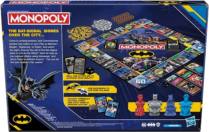 Monopoly Batman Edition Board Game | Monopoly Game for Batman Fans | Ages 8 and Up | 2 to 4 Players | Family Games | Strategy Games for Kids and Adults (Amazon Exclusive)