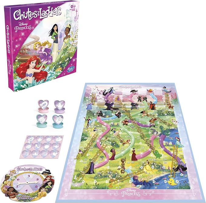 Hasbro Gaming Chutes and Ladders: Disney Princess Edition Board Game for Kids Ages 3 and Up, Preschool Game for 2-4 Players (Amazon Exclusive)