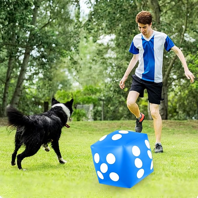4 Pieces Jumbo Inflatable Dice 12.6 Inch Large Inflatable Dice Fun Game Toy for Indoor Outdoor Lawn Swimming Pool Party Favor Board Game Decoration, Blue