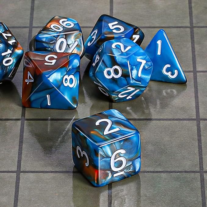 CiaraQ DND Polyhedral Dice Set with a Black Dice Bag for D&D RPG MTG Role Playing Table Games