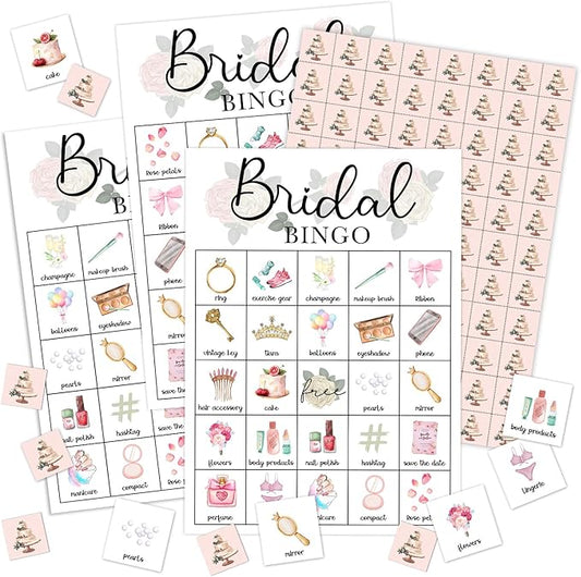 Bridal Shower Bingo Card Set - 24 Players, Wedding Shower Bachelorette Party Activities for Family Friends, Bingo Game Engagement Party Favor Supplies, for Adult Teen -10