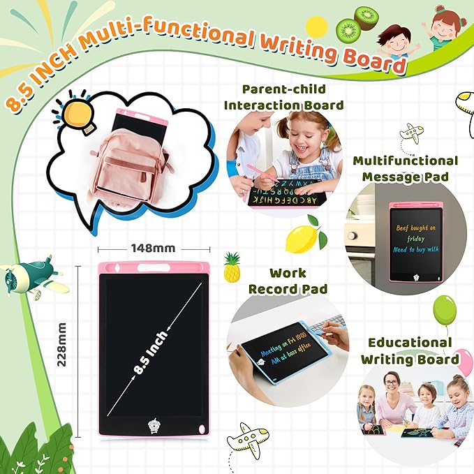 LCD Writing Tablet for Kids, 6 Pack Doodle Board Toddler Toys, Drawing Tablet, Doodle Board, Kids Games Writing Pad, Educational Christmas Gifts for Boys Girls, 8.5inch (Blue+Pink)