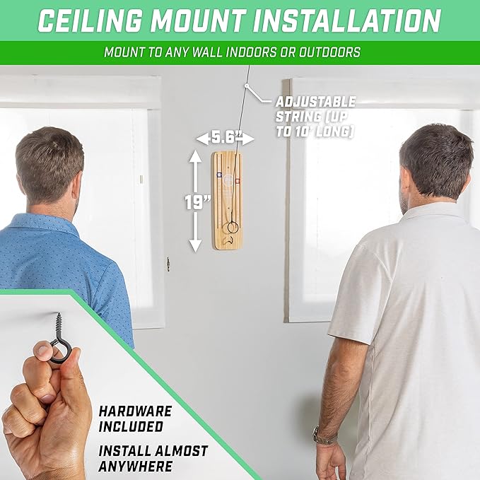 GoSports Hook 21 Ceiling Mount Ring Swing Game - Choose Your Color - Play Indoors or Outdoors