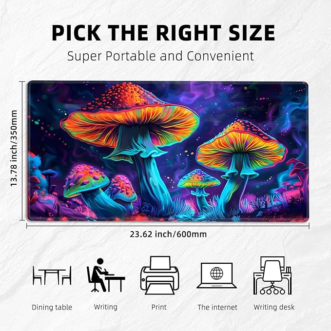 for MTG Playmat with Storage Bags, Card Playmat for TCG Card Playing Game,Rollable & Foldable for PTCG and Board Game Mat for Cards,Non-Slip Colorful Moushroom Desk Mat for Home Office