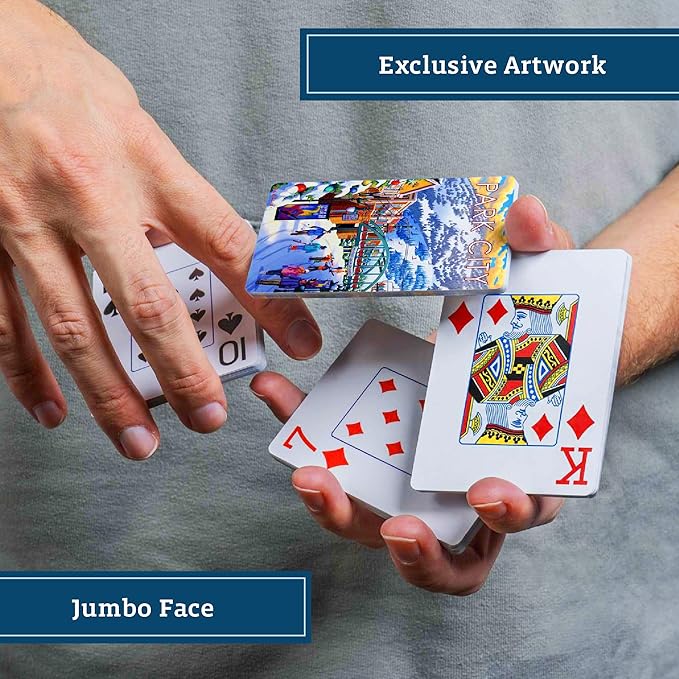 Boardwalk Puzzles Premium Featherlight Unique Playing Cards, Fun Themed Deck for Home and Travel | Park City Winter