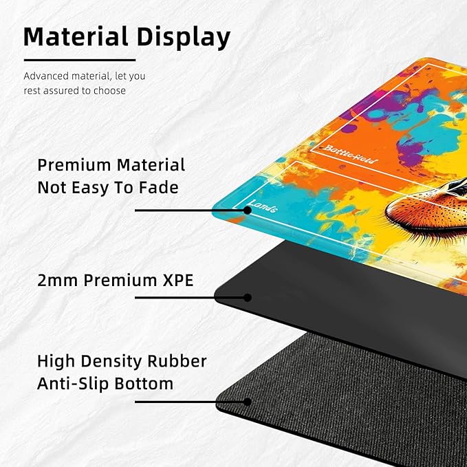 for MTG Playmat with Zones Storage Bag, for TCG Playmat and Playing Card Mat for Magic Board Games, Sunglasses Giraffe Non-Slip Stitched Edges Game Mat, Rollable Foldable Card Playmats