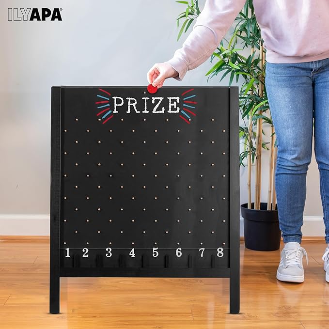 Ilyapa Board - Large Portable Prize Drop Game for Events and Trade Show - 27.5 x 41 Inch Double Sided - Wooden A-Frame Chalkboard Sign, Eraser
