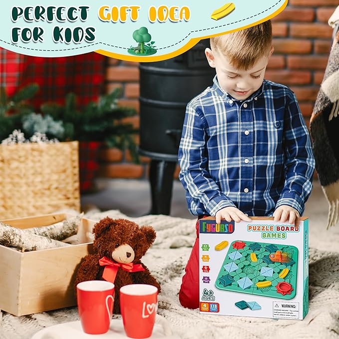 STEM Board Games, Puzzle Logical Builder Kids Toys, Preschool Montessori Brain Teasers Birthday Gifts for Kids 4-8 Years Old