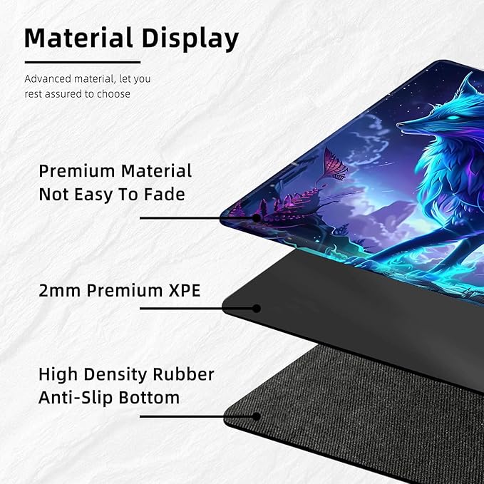 for MTG Playmat with Storage Bags, Card Playmat for TCG Card Playing Game,Rollable & Foldable for PTCG and Board Game Mat for Cards,Non-Slip Glowing Fox Desk Mat for Home Office