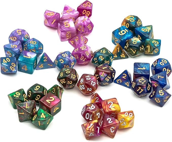 6 Sets DND Dice Polyhedral Dice Set (42pcs) with 1 Large Leather Bag, D&D Die Set for Dungeons and Dragons, RPG Table Games. (6Sets/42Pcs)