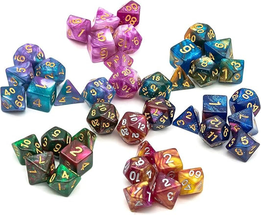 6 Sets DND Dice Polyhedral Dice Set (42pcs) with 1 Large Leather Bag, D&D Die Set for Dungeons and Dragons, RPG Table Games. (6Sets/42Pcs)