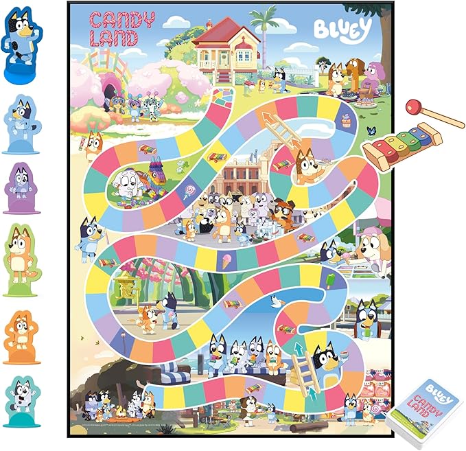Hasbro Gaming Candy Land Bluey Edition Board Game | Ages 3 and Up | 2-6 Players | Play as Dad, Mum, Bluey, Bingo, Muffin, or Socks | Preschool Games | Kids Gifts (Amazon Exclusive)