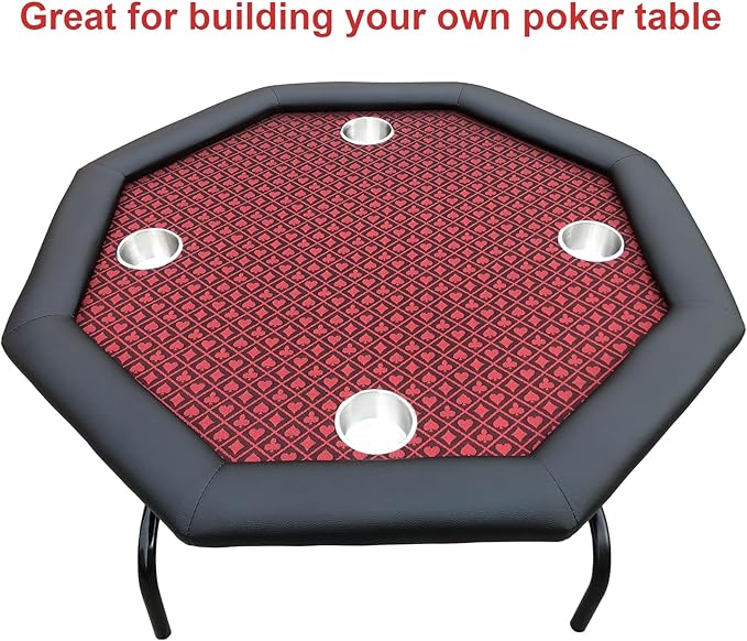 Speed Cloth Poker Table Fabric - 108X60 Inch Section of Suited Casino Card Game Table Felt Top Cover - Red