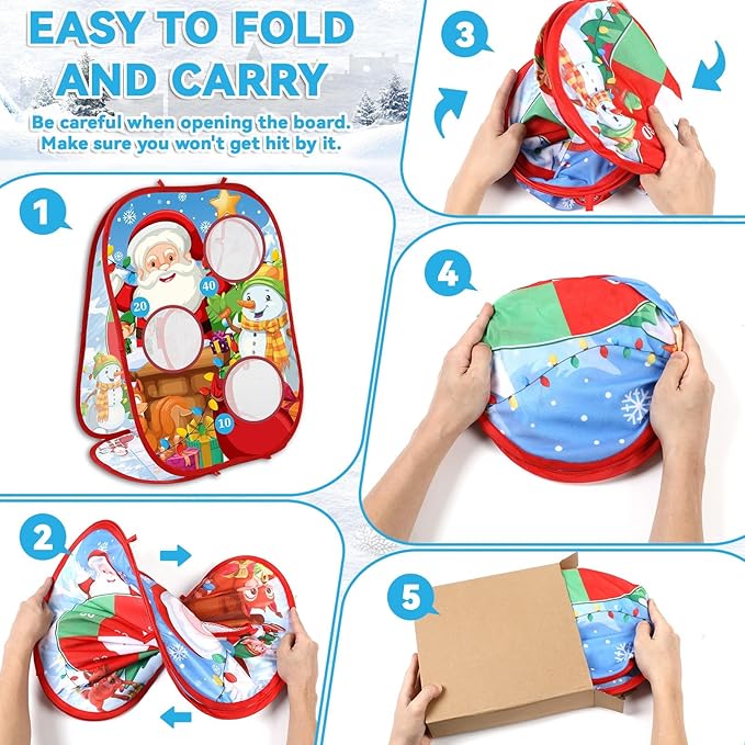 Christmas Bean Bag Toss Games Christmas Party Games Double Side Collapsible Cornhole Xmas Decoration Party Favors Supplies Yard Indoor Outdoor Toys Christmas Carnival Game