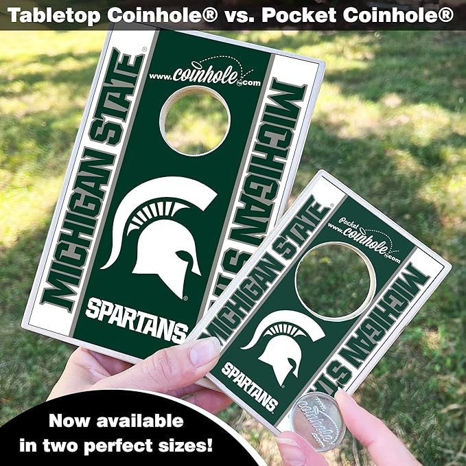 Tabletop Cornhole Game Set | Officially Licensed College Mini Football Cornhole Board Game | Includes Coins